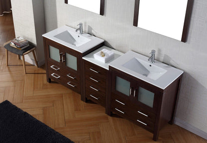 Virtu USA Dior 82 Double Bathroom Vanity Set in Espresso w/ Ceramic Counter-Top | Integrated Sink