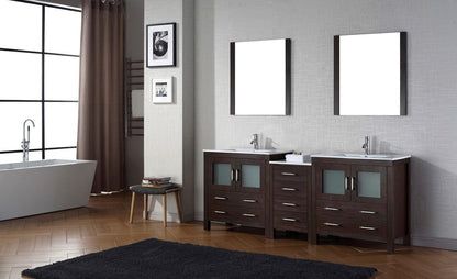 Virtu USA Dior 82 Double Bathroom Vanity Set in Espresso w/ Ceramic Counter-Top | Integrated Sink