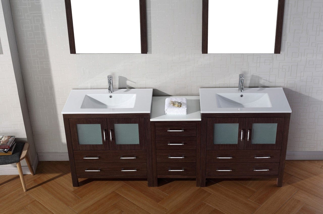 Virtu USA Dior 82 Double Bathroom Vanity Set in Espresso w/ Ceramic Counter-Top | Integrated Sink