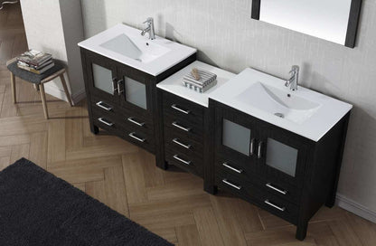 Virtu USA Dior 82 Double Bathroom Vanity Set in Zebra Grey w/ Ceramic Counter-Top | Integrated Sink