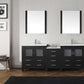 Virtu USA Dior 82 Double Bathroom Vanity Set in Zebra Grey w/ Ceramic Counter-Top | Integrated Sink