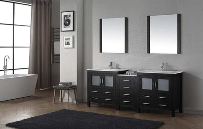 Virtu USA Dior 82 Double Bathroom Vanity Set in Zebra Grey w/ Ceramic Counter-Top | Integrated Sink