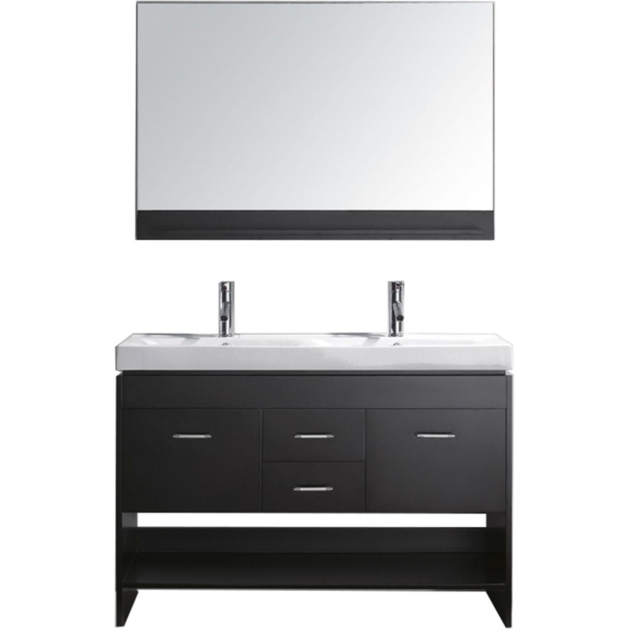 Virtu USA Gloria 48" Double Bathroom Vanity Set in Espresso w/ Ceramic Counter-Top