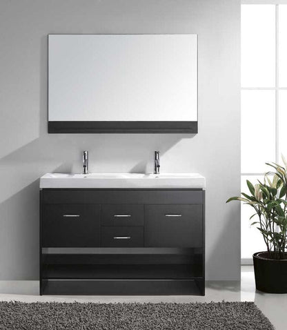 Virtu USA Gloria 48 Double Bathroom Vanity Set in Espresso w/ Ceramic Counter-Top | Square Basin