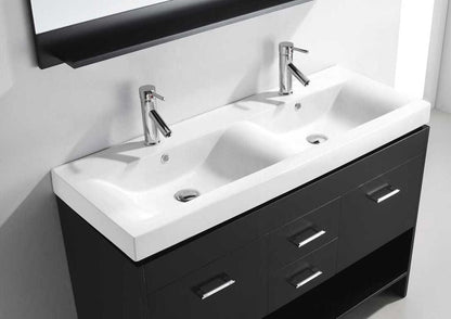 Virtu USA Gloria 48 Double Bathroom Vanity Set in Espresso w/ Ceramic Counter-Top | Square Basin