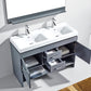 Virtu USA Gloria 48 Double Bathroom Vanity Set in Grey w/ Ceramic Counter-Top | Square Basin