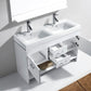 Virtu USA Gloria 48 Double Bathroom Vanity Set in White w/ Ceramic Counter-Top | Square Basin
