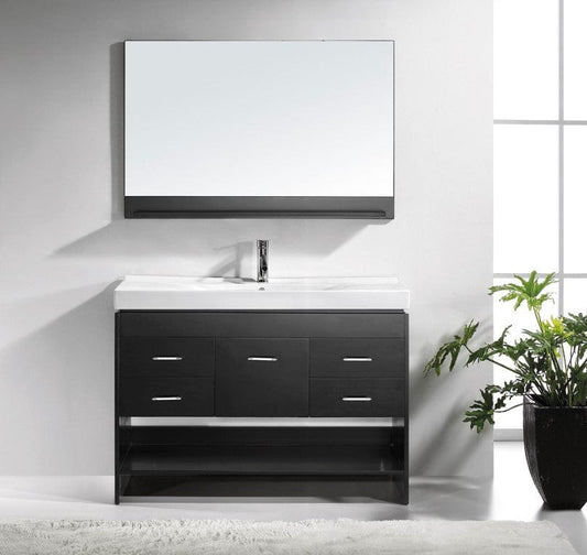 Virtu USA Gloria 48" Single Bathroom Vanity Cabinet Set in Espresso w/ Ceramic Counter-Top