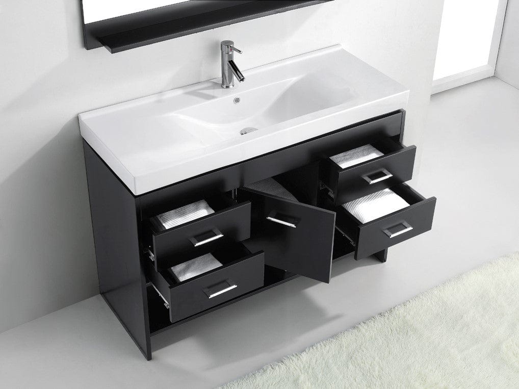 Virtu USA Gloria 48 Single Bathroom Vanity Set in Espresso w/ Ceramic Counter-Top