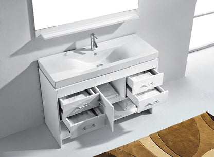 Virtu USA Gloria 48 Single Bathroom Vanity Set in White w/ Ceramic Counter-Top