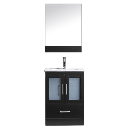 Virtu USA Zola 24" Single Bathroom Vanity Cabinet Set in Espresso w/ Ceramic Counter-Top