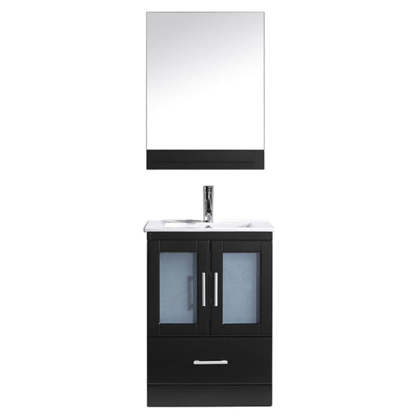 Virtu USA Zola 24 Single Bathroom Vanity Cabinet Set in Espresso w/ Ceramic Counter-Top