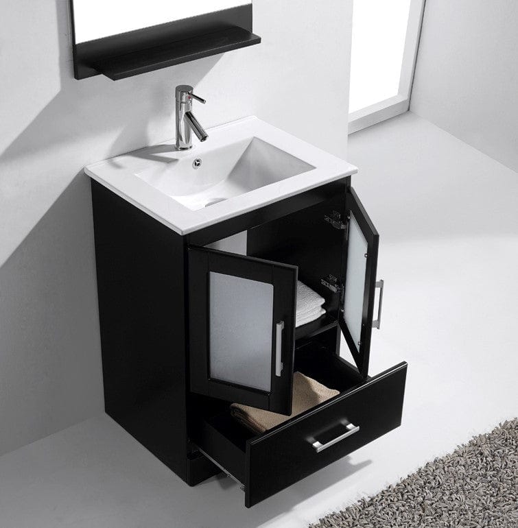 Virtu USA Zola 24 Single Bathroom Vanity Set in Espresso w/ Ceramic Counter-Top