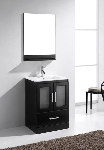 Virtu USA Zola 24 Single Bathroom Vanity Set in Espresso w/ Ceramic Counter-Top