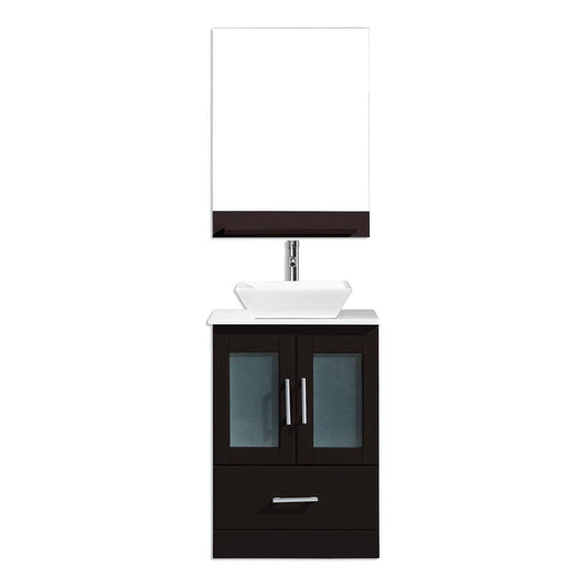 Virtu USA Zola 24" Single Bathroom Vanity Set in Espresso w/ White Stone Counter-Top