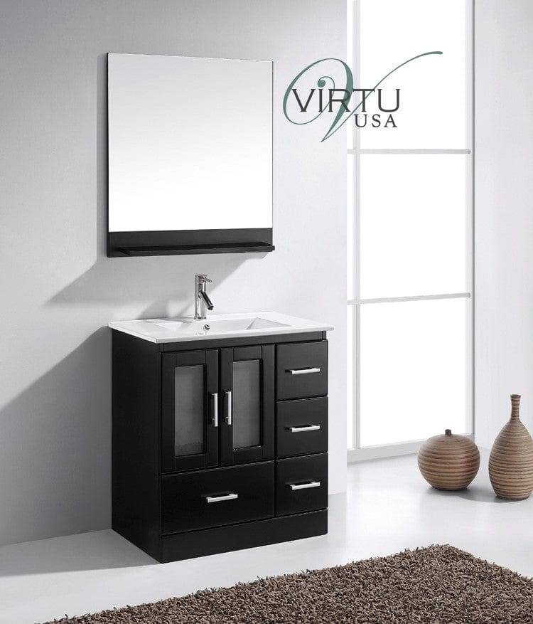 Virtu USA Zola 30 Single Bathroom Vanity Set in Espresso w/ White Stone Counter-Top