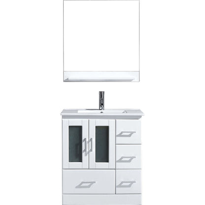 Virtu USA Zola 48" Single Bathroom Vanity Set in White w/ Ceramic Counter-Top | Square Basin