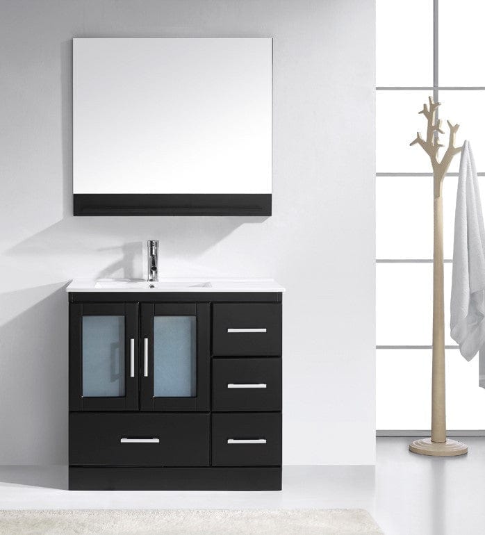 Virtu USA Zola 36 Single Bathroom Vanity Set in Espresso w/ Ceramic Counter-Top