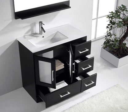 Virtu USA Zola 36 Single Bathroom Vanity Set in Espresso w/ Ceramic Counter-Top