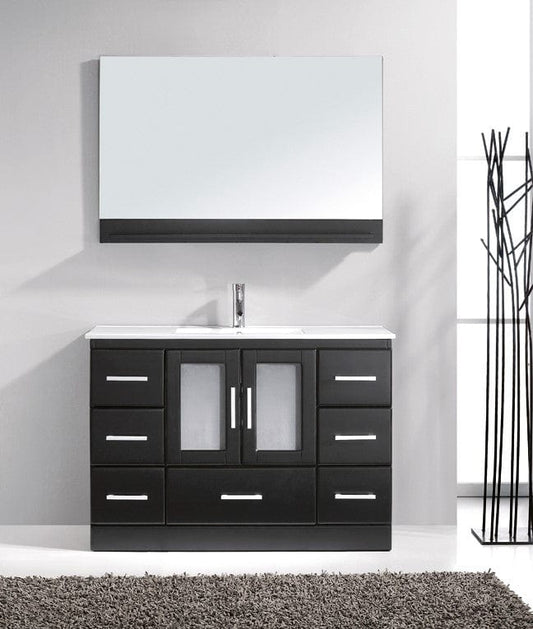 Virtu USA Zola 48" Single Bathroom Vanity Cabinet Set in Espresso w/ Ceramic Counter-Top