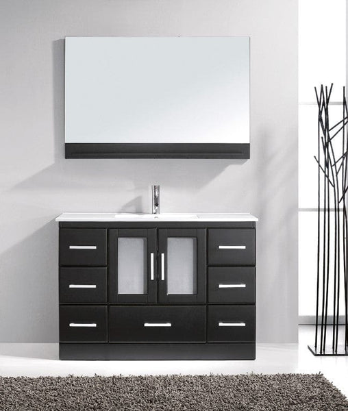 Virtu USA Zola 48 Single Bathroom Vanity Cabinet Set in Espresso w/ Ceramic Counter-Top