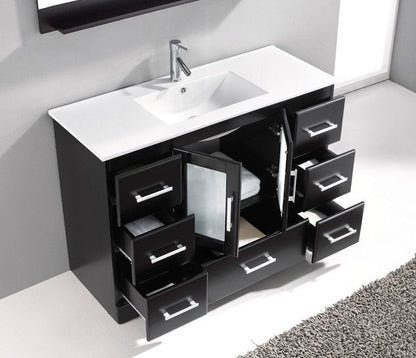 Virtu USA Zola 48 Single Bathroom Vanity Set in Espresso w/ Ceramic Counter-Top