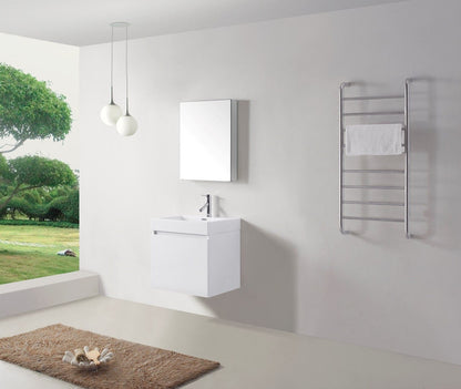 Virtu USA Zuri 24 Single Bathroom Vanity Set in Gloss White w/ Polymarble Counter-Top