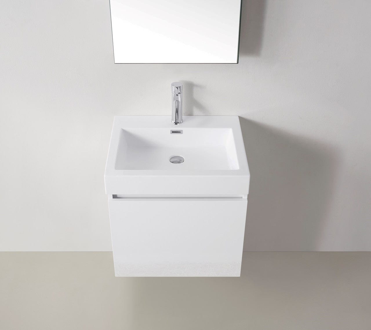 Virtu USA Zuri 24 Single Bathroom Vanity Set in Gloss White w/ Polymarble Counter-Top