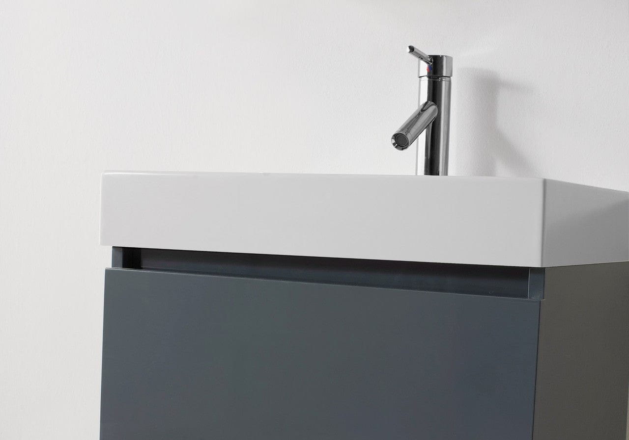 Virtu USA Zuri 24 Single Bathroom Vanity Set in Grey w/ Polymarble Counter-Top