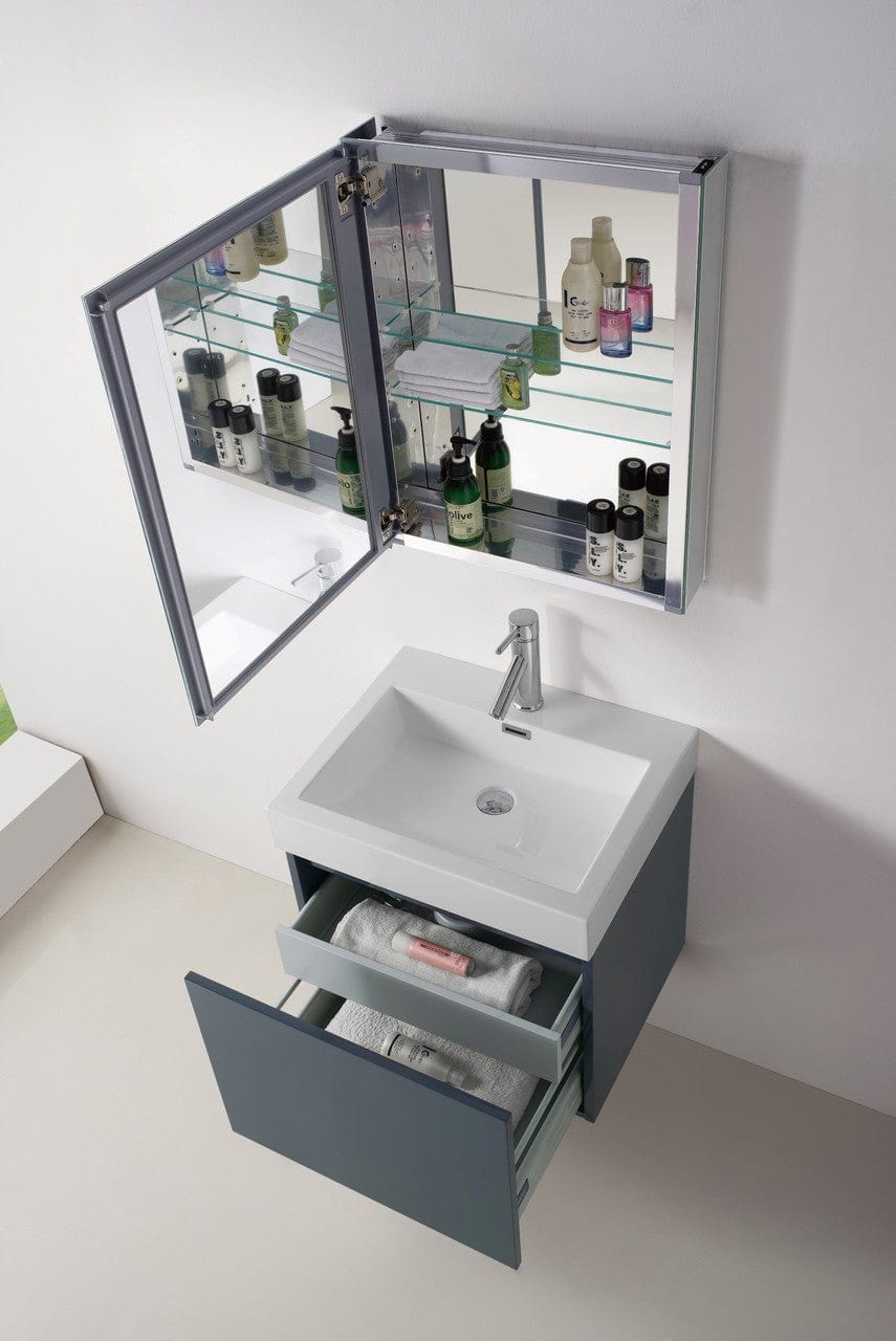 Virtu USA Zuri 24 Single Bathroom Vanity Set in Grey w/ Polymarble Counter-Top