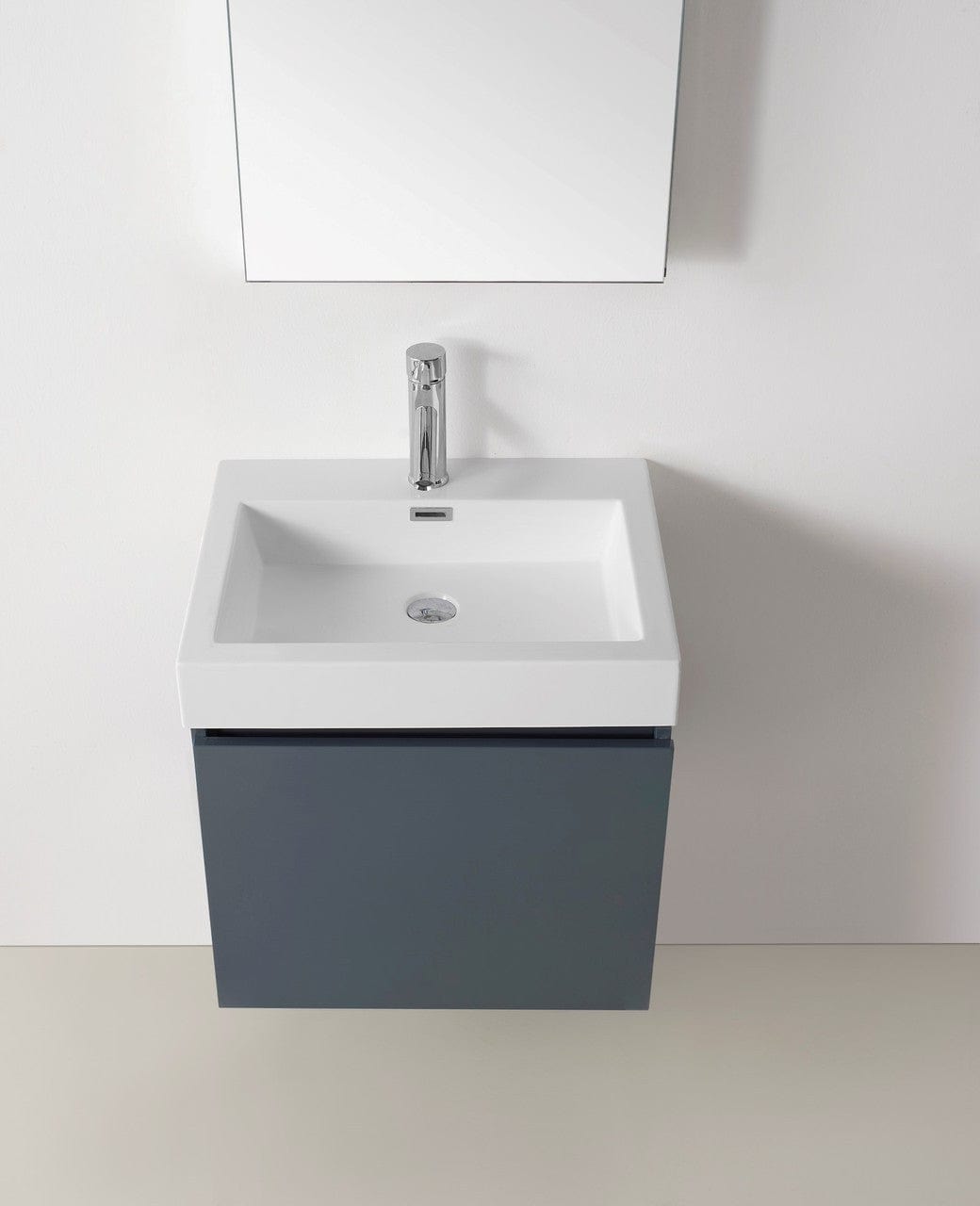 Virtu USA Zuri 24 Single Bathroom Vanity Set in Grey w/ Polymarble Counter-Top