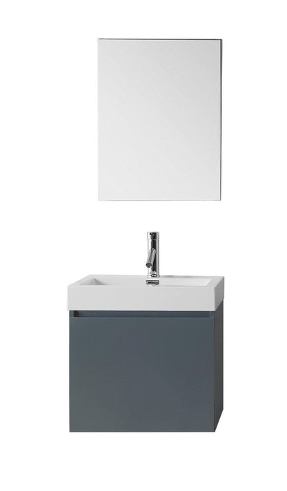 Virtu USA Zuri 24" Single Bathroom Vanity Cabinet Set in Grey w/ Polymarble Counter-Top