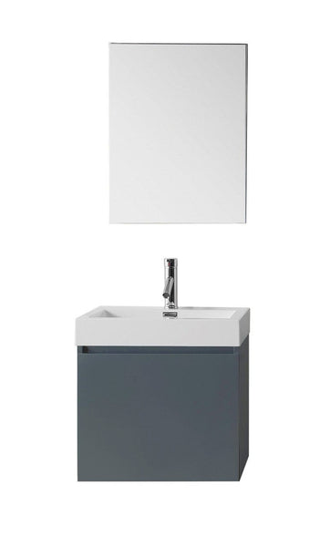 Virtu USA Zuri 24 Single Bathroom Vanity Cabinet Set in Grey w/ Polymarble Counter-Top
