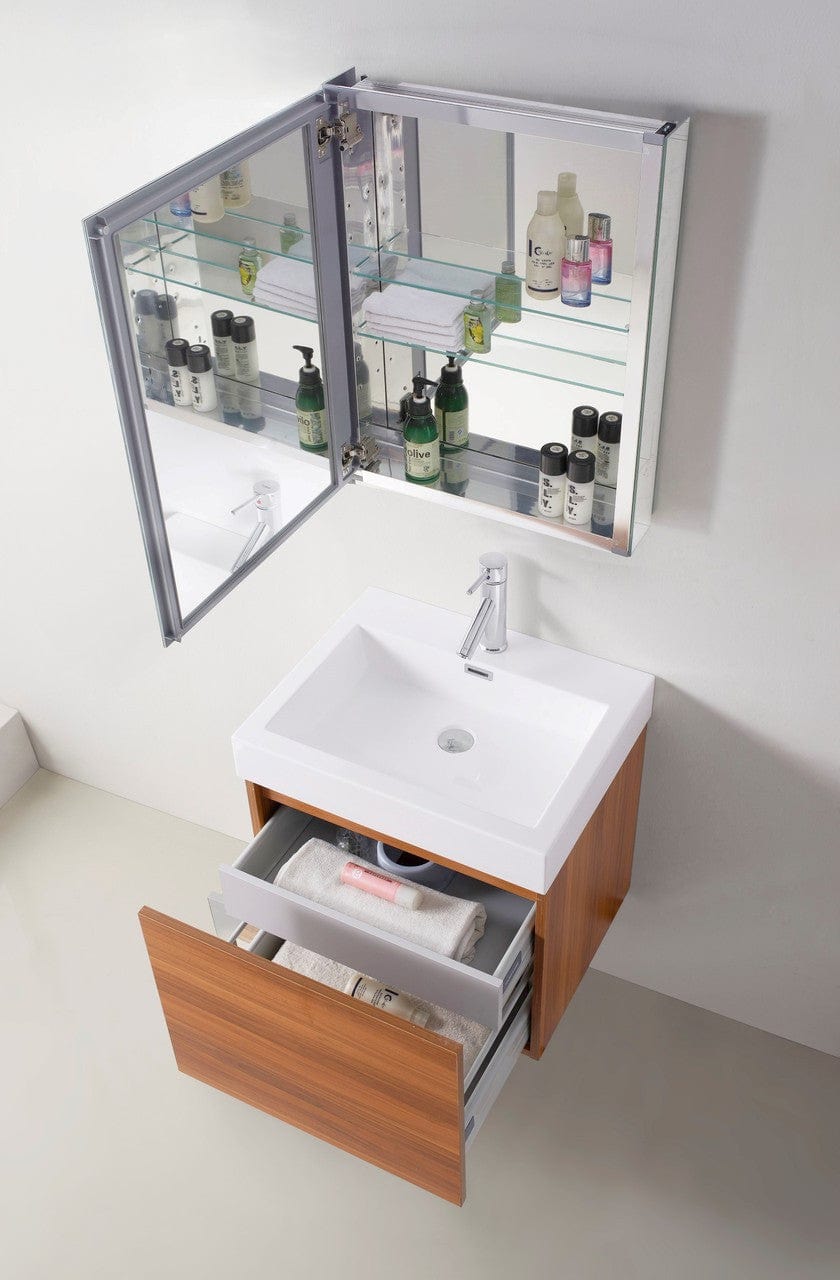 Virtu USA Zuri 24 Single Bathroom Vanity Set in Plum w/ Polymarble Counter-Top