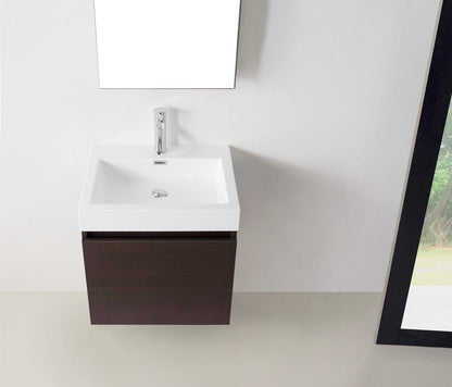 Virtu USA Zuri 24 Single Bathroom Vanity Set in Wenge w/ Polymarble Counter-Top