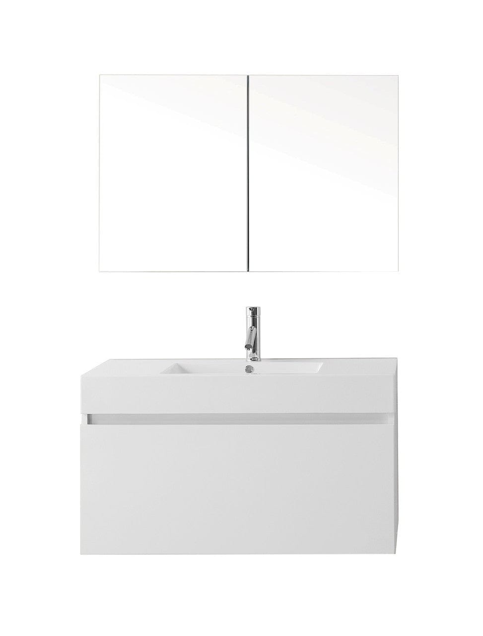 Virtu USA Zuri 39" Single Bathroom Vanity Cabinet Set in Gloss White w/ Polymarble Counter-Top