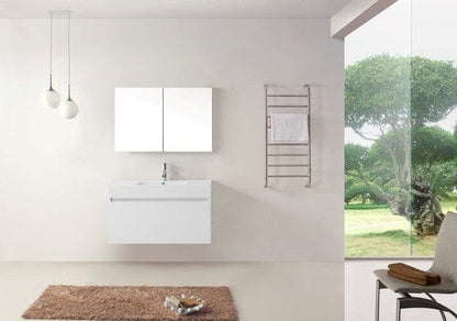 Virtu USA Zuri 39" Single Bathroom Vanity Cabinet Set in Gloss White w/ Polymarble Counter-Top