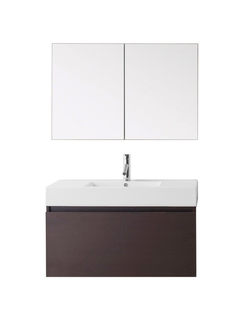 Virtu USA Zuri 39 Single Bathroom Vanity Set in Wenge w/ Polymarble Counter-Top