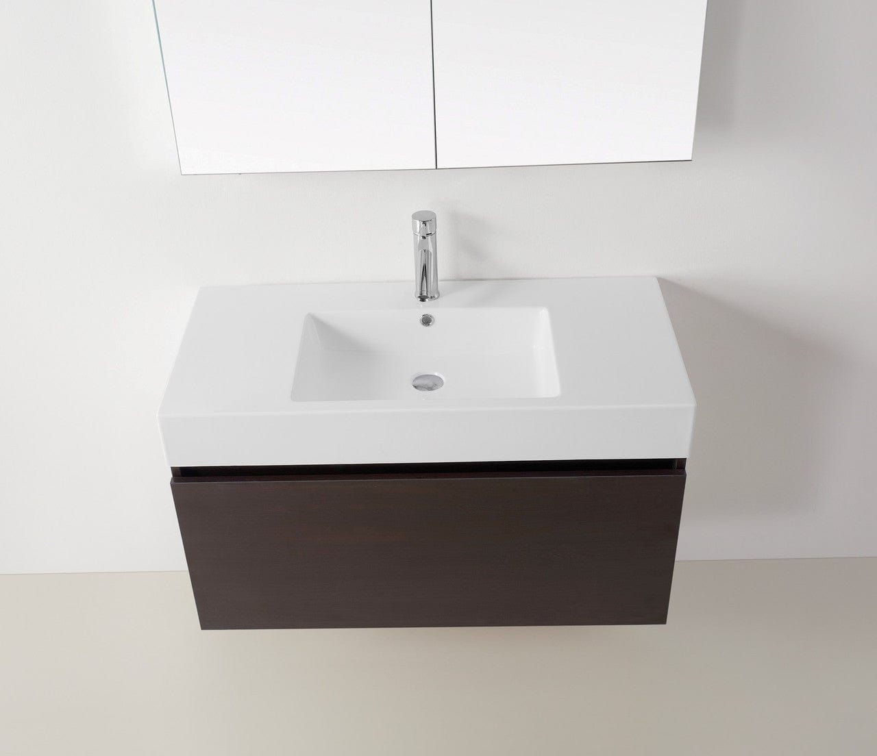 Virtu USA Zuri 39 Single Bathroom Vanity Set in Wenge w/ Polymarble Counter-Top