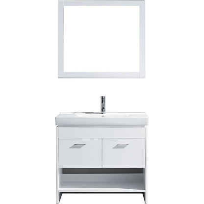 Virtu USA Gloria 35 Single Bathroom Vanity Set in White w/ Ceramic Counter-Top