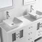 Virtu USA Bradford 60 Double Bathroom Vanity Set in White w/ White Artificial Stone Counter-Top