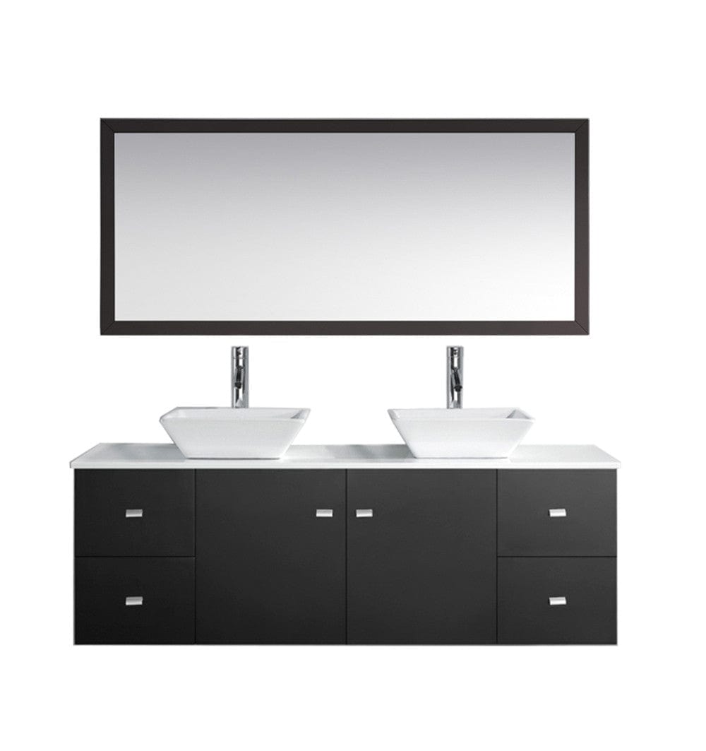 Virtu USA Clarissa 61 Double Bathroom Vanity Set in Espresso w/ White Artificial Stone Counter-Top white background