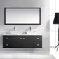 Virtu USA Clarissa 61 Double Bathroom Vanity Set in Espresso w/ White Artificial Stone Counter-Top front view