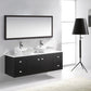 Virtu USA Clarissa 61 Double Bathroom Vanity Set in Espresso w/ White Artificial Stone Counter-Top profile view