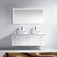 Virtu USA Clarissa 61 Double Bathroom Vanity Set in White w/ White Stone Counter-Top | Square Basin front view close up