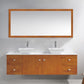 Virtu USA Clarissa 72 Double Bathroom Vanity Set in Honey Oak w/ White Artificial Stone Counter-Top close up