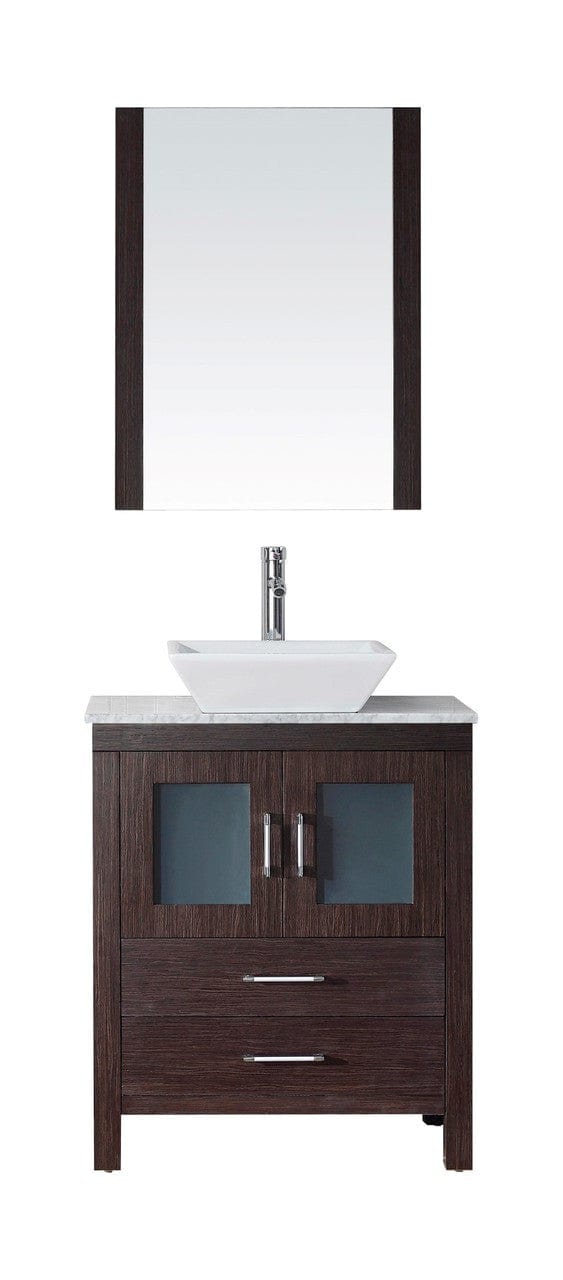 Virtu USA Dior 24" Single Bathroom Vanity Cabinet Set in Espresso w/ Italian Carrara White Marble Counter-Top