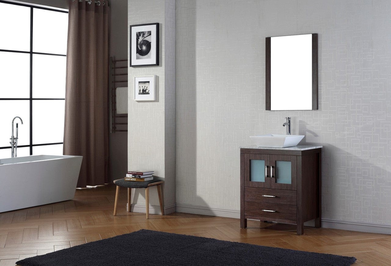 Virtu USA Dior 24 Single Bathroom Vanity Set in Espresso w/ Italian Carrara White Marble Counter-Top | Vessel Sink