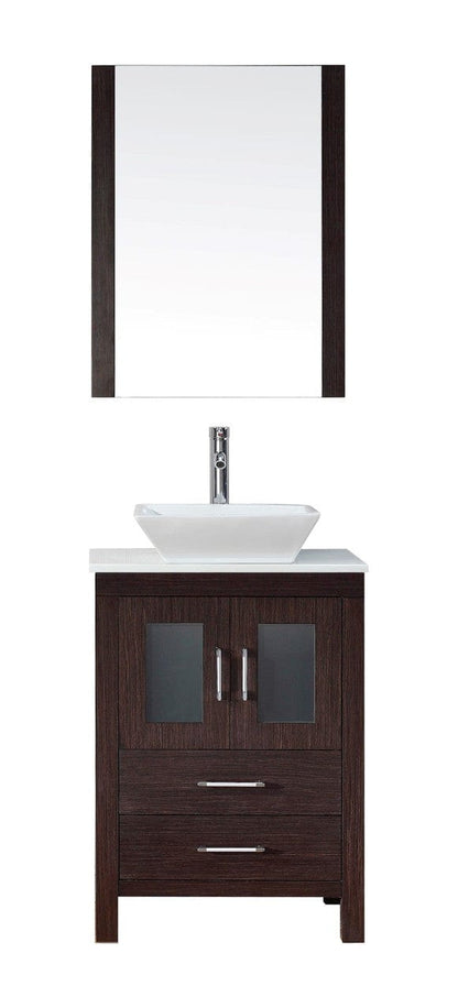 Virtu USA Dior 24" Single Bathroom Vanity Cabinet Set in Espresso w/ Pure White Stone Counter-Top