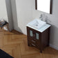 Virtu USA Dior 24 Single Bathroom Vanity Set in Espresso w/ Pure White Stone Counter-Top | Vessel Sink